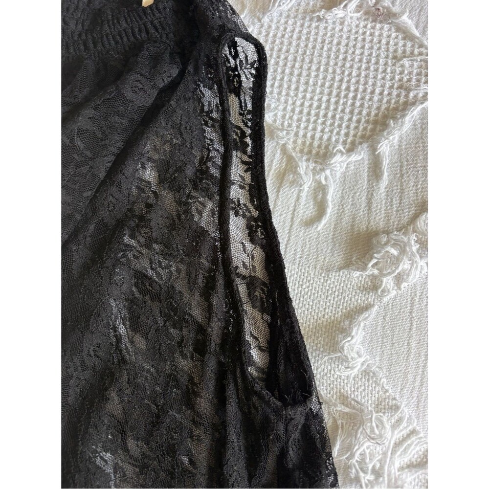 Free People Black Sheer Lace Smocked Neck Tank - Picture 4 of 5